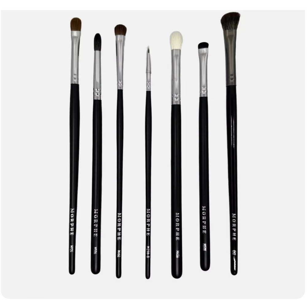 Morphe 7 Piece Eye Brush Set in Faux Leather Snap Side Container